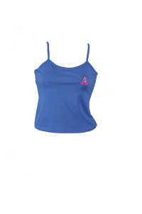 Ladys Spagetti Strap top blue Pink logo